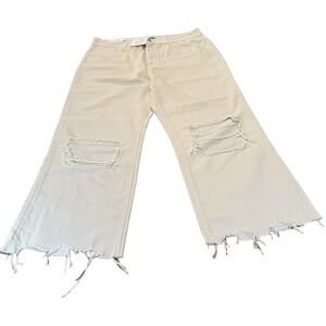 Vervet Leslie Jeans Womens White 90s Vintage Flare Distressed Frayed Hem Size 31
